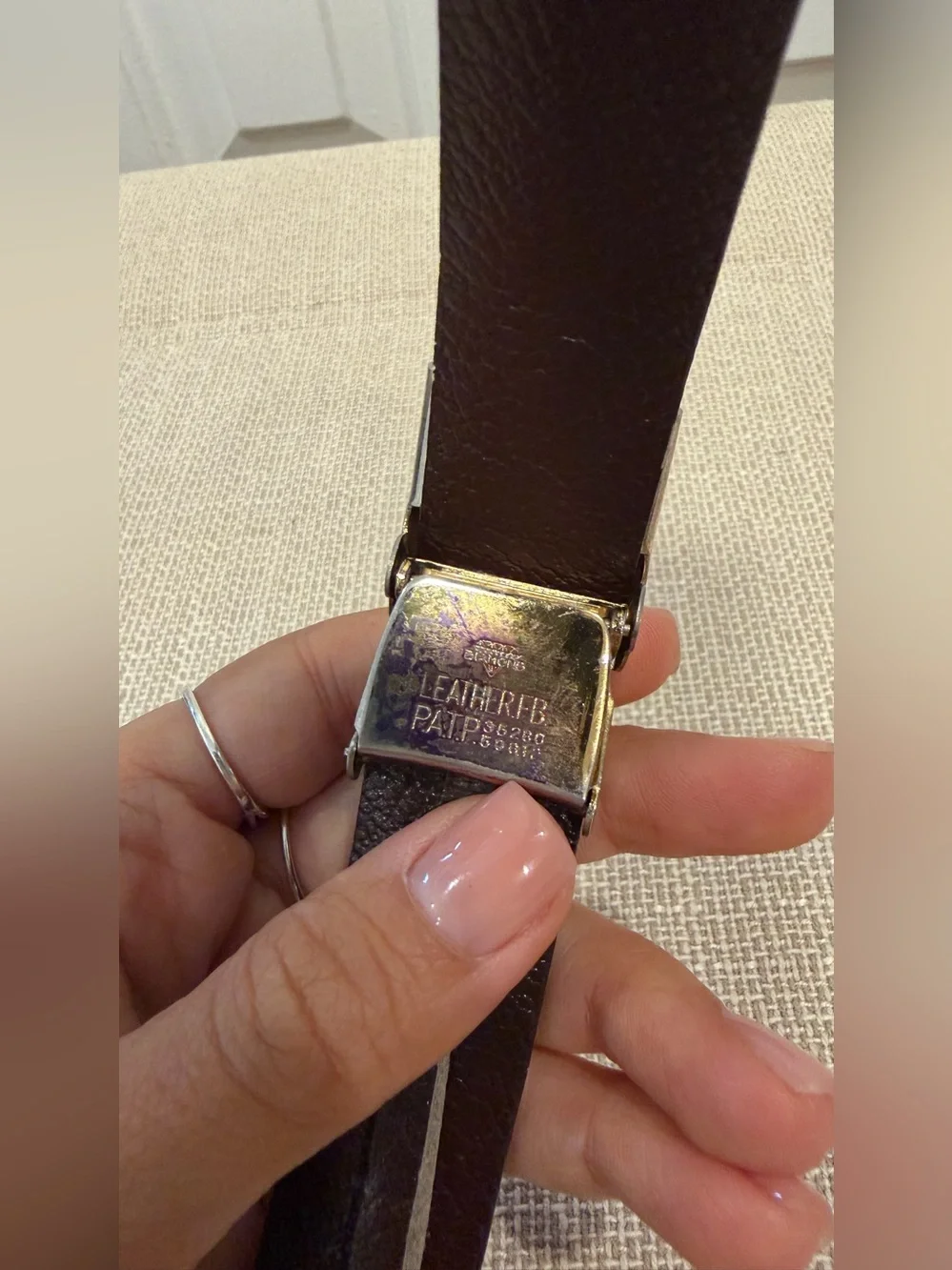 Vintage Brown Leather Crocodile Skin Women’s Belt Size 34